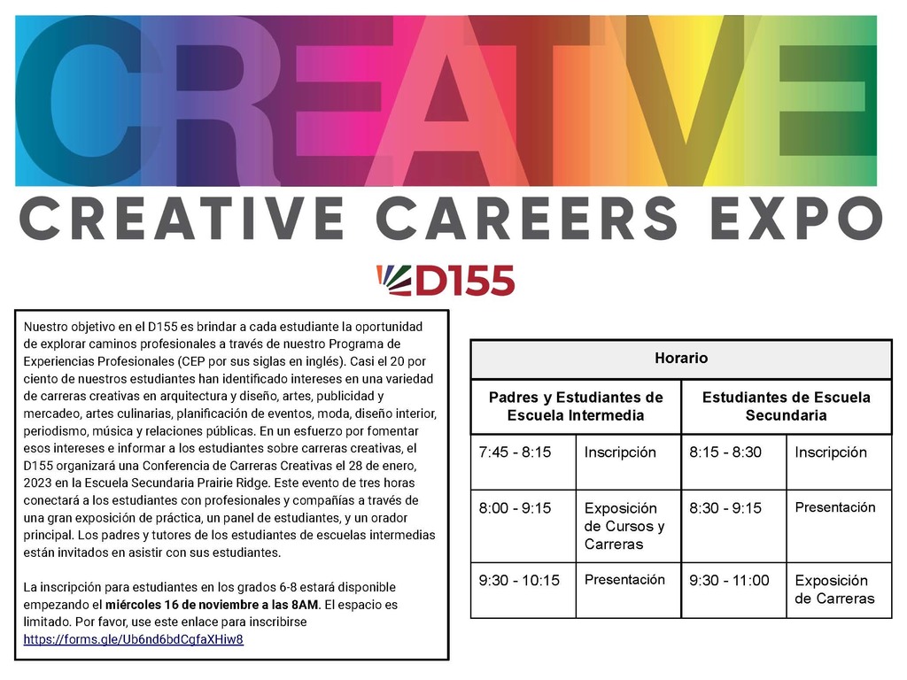 Creative Careers Exp Flyer - Spanish