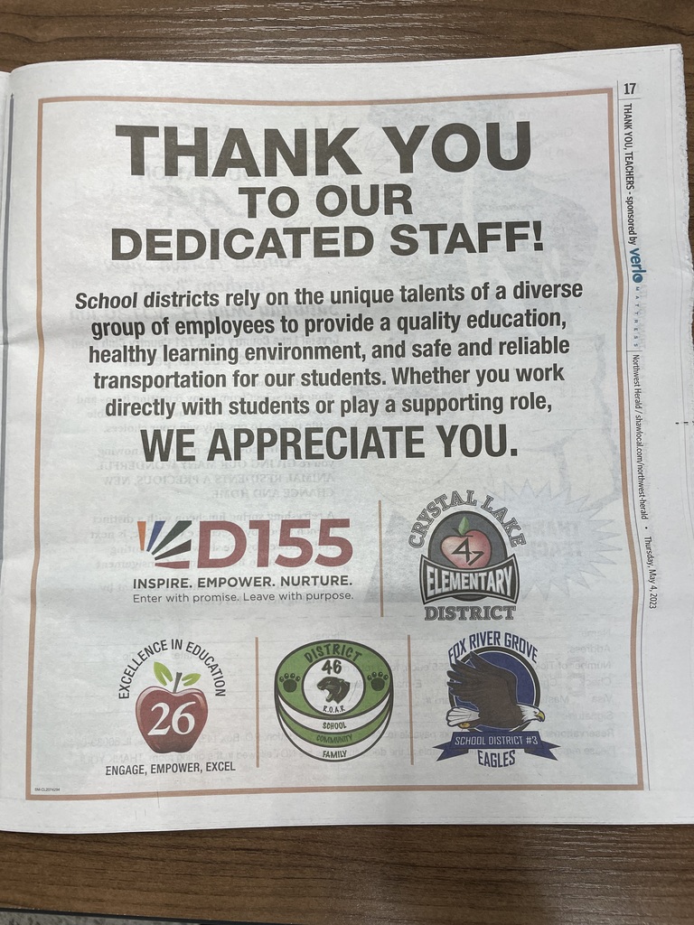 Staff Appreciation Picture in NW Herald